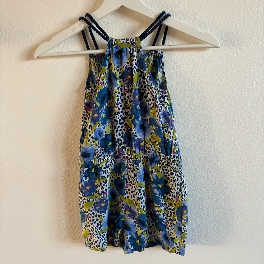 Children’s Place XS 4 girl rayon jumper shorts rope floral watercolor
